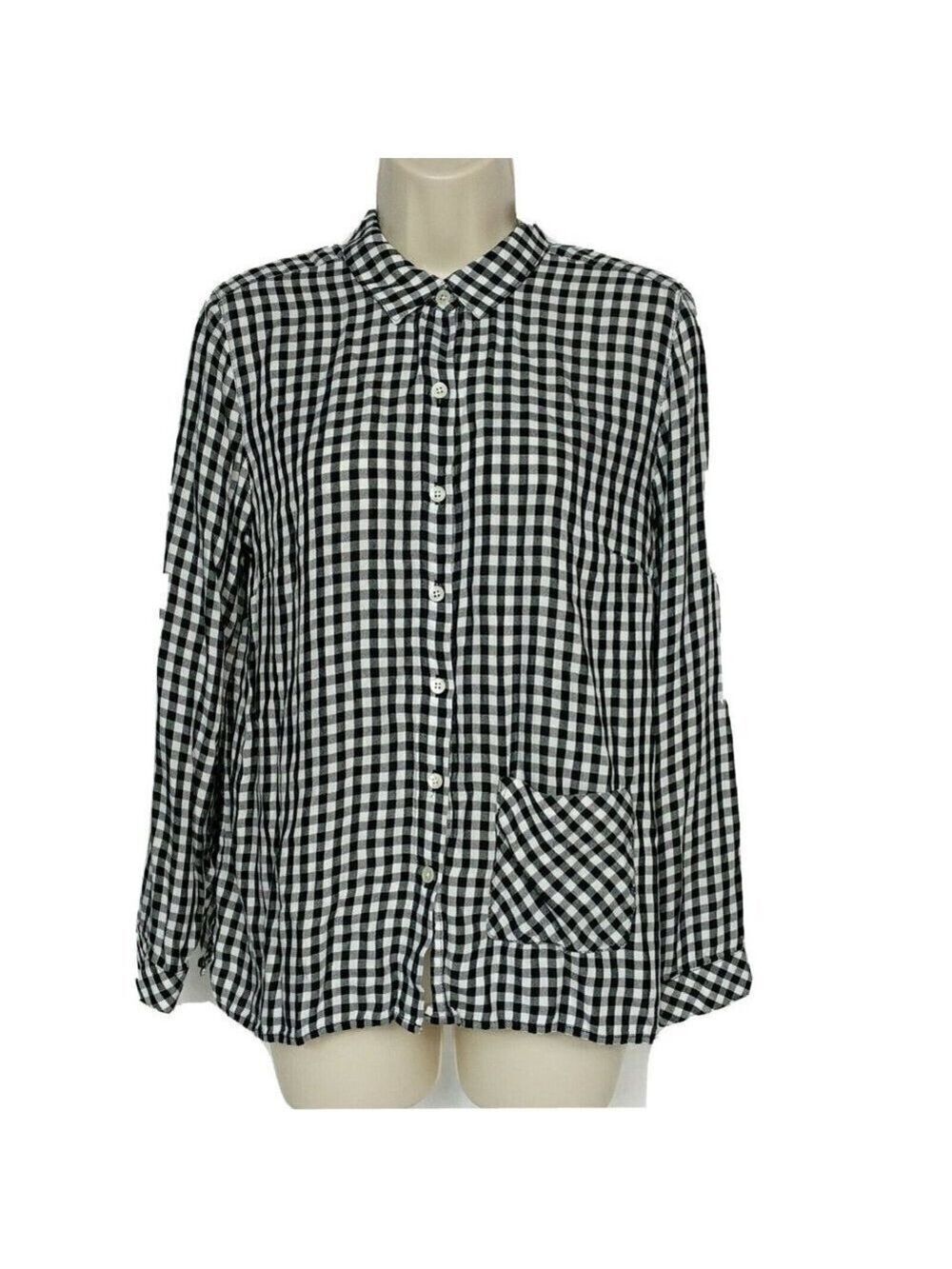 J Jill Petites Black White Button Down Shirt Small
